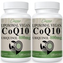 Lipomal CoQ10 800mg Ubiquinol Softgel, Max Absorpsi Ubiquinol Koenzim Q10, Suplemen Ubiquinol CoQ10 untuk Antioksidant, Produksi Fungsi Jantung & Energi, Murni CoQ10 800mg, 120 Vegan Softgeels