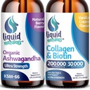 Liquid Collagen, 2 Fl. Oz Ultra- Pound Liquid Collagen for Women, Vitamin B7 Collagen Peptides, Biotin dan Collagen Suplemen Ashwagandha Drops - 2000mg - 6X strongent than Pills and Capsules, As