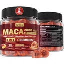 2 Pack Sugar Free Maca Root Gummies 2000mg with Ashwagandha, Tribulus Terristris, Rhodiola, Panax Ginseng, L Arginine & L Tyrosine - Organic Black Yele Maca Root for Women Energy