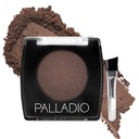 Pawder Palladio Brow untuk Eyebrows, Soft and Natural Eyebrow Powder with Jojoba Oil & Shea Butter, Helping Enhance & define Brows, Compact Size for Purse or Travel, Includes Applicator Brush, Dark Brown