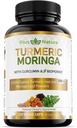Turmeric Moringa - Suplemen Curcumin Turmeric dan Bubuk Moringa Organik - 120 Veggie Kapsules untuk Perempuan dan Pria