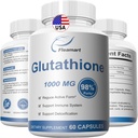 Tambahan Glutathione 98% + Sangat Purified dan Biovailable - Skin Care & Detoksifikasi L- Glutathione 10000mg Imune & Liver - Dibuat di Amerika Serikat 60 Kapsul