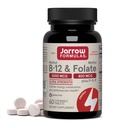 Jarrow Formula Metil B-12 & Metil Folate - 60 Chewable Tablet, Cherry - Bioactive Vitamin B12 & B9 - Mendukung Produksi Energi, Fungsi Otak & Metabolisme - Gluten Bebas - 60 Servings