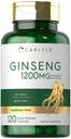 Carlyle Ginseng Extract Supplement: 124; 120 Capsules 14; 1200mg 124; Pil untuk Pria & Perempuan; Non-GMO dan Gluten Bebas