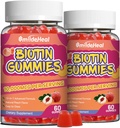 2 Pack Biotin Gummies for Hair Growth 10000 mcg, Hair Skin and Nails Gummy with Folic Acid, Vitamin A, B, C, E & D, Vegan biotin Vitamin for Women & Men, 120 Gummies