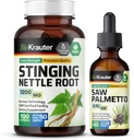 BIO KRAUTER Stinging Nettle 100 Capsules & Saw Palmetto Tincture 2 Fl Oz.