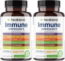 Perpaduan 10 dalam 1 Imune Supplemen Booster dengan Elderberry, Zinc, Echinacea, Turmeric, Laciillus Acivoillus, untuk Dewasa (2 Pack)