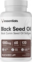 Bucked Up Black Seed Oil 10000mg Per Serving (Black Cumin Seed Oil) Esensial (60 Servings, 120 Softgels)
