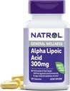 Natrol Alpha Lipoic Acid 300 mg, Tambahan Dietary untuk Jenderal Wellness, 50 Capsules, 50 Hari Suppply