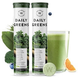 WELLBEING NUTRTISI Daily Greens, Wholefood Multivitamin with Vitamin C, Zinc, B12 for Imunity and Detox with 39 + Organic Certified Plant Superfidles & Antioksidants (15TAbs x 2) (63 g (Paket 2)
