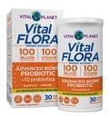 Planet Vital - Vital Flora Advanced Probiotic 100 Milyar CFU, 100 Diverse Strains, 10 Organic Pregories, Hammune Dukungan, Digetical Health Shelf Stable Progrees for Women and Men 30 Capsules