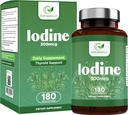 Tambahan Iodium - 180 Caps, 180- Day- Supply - Thyroid Suplemen Dukungan - 300mcg Iodium murni per Capsule - Thyroid Formula, untuk Fungsi Normal Thyroid - Potasium Iodide - Vegan Iodium Suplemen