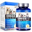 Omega-3 Minyak Ikan untuk Anjing, Omega 3 Minyak Ikan dengan EPA & DHA Suppport Dogs Seasonies Relief, Boosts Immune Fungsi, Itch Skin Relief & Propince Coat Health, Pet Supplemen - 120 Soft Gels