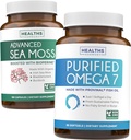 Irish Sea Moss & Omega 7 (3- Month Supply) Sea Omega Combo Bundle - Organic Sea Moss - Raw Vegan Suflet (180 Caps) & Omega 7 Softgels - Provinal Sustainable Peru Anchovy Fish Oil -90