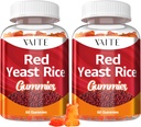 VAITE Red Yeast Rice dengan Coq10 Gummies - 1200 mg RYR Synergy Suplemen Organic dengan Coenzim Q10 Monaconol K, Non- GMO & Citrinin Free Herbal Gummy Chews 60 Count (2 Pack)