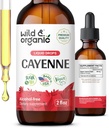 Wild & Organic Cayenne Pepper Pengaruh - Cadangan Capsaicin untuk Dukungan Digetical - Cayenne Pepper Extract Liquid - Vegan, Alcohol- Free Drops - 2 fl oz