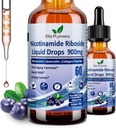 Suplemen NAD bagi Perempuan & Men, NAD Nicotinamide Riboside Resveratrol 900mg & Quercetin, Niasin, Collagen, Biotin, Liquid NAD Plus Supplemen NR900 For Anti- Aging Skin Energy Longevity Brain