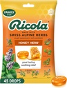 Ricola Honey Herb Drops, 45 Count, Fair Trade Honey & Natural Menthol Cuugh Supresan & Throat Relieving Drops, Great Tasting Relief for Batuk & Throat Irrytation Sympories