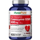 NusaPure CoQ10 400mg 100 Veggie Caps (Vegan, Non- GMO) Coenzim Q10 Suplemen, Antioksidant COQ- 10 Enzyme, Coq 10