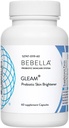 Bebella Gleam Probiotic Blend Skin Lightenting w Glutathione - Reduced NAC Alpha Lipoic Acid VIT C & Marine Collagen Peptides 60 Capsules