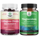 Bundle of Hair Skin and Nails Gummies for Women - Extra Strength Biotin and Collagen Gummies for Women Hair Skin Nails Dupport and High Absorpsi Magnesium Complex Suplement for Stomach & Distry