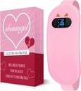 Portable Heating Pad for Period Cramps: Cordless Menstrual Heating Pad dengan 6 Heat Levels dan 6 Massage Modes, 3s Fast Heating Gift for Women and Girl (Pink)