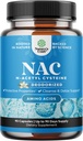 Tambahan NAC N- Acetyl Cysteine dengan Vanilla - Detox N- Acetylcysteine Suplemen Lung Kesehatan & Repiratory Fungsi, Liver & Kidneys Detox & Cleanse - Amino NAC Capsules untuk Dewasa - 90 Ct