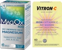 Tambahan Besi Tinggi Vitron-C, Dukungan Imunt 60ct dan Mag-Ox 400 Magnesium Mineral Suplemen 60