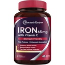 Dokter 's Recepes Iron Supplement 65 mg dengan Vitamin C - Asorpsi Maksimalkan, Homach Friendly & High Potency Iron Pills for Red Blood Cells Formation & Immunity Health - Vegan Nor-GMO 60 Iron Tablet