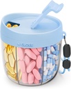 Pill Dispenser Cute dengan 7 Large Comment, Portable Pill Bottle Organizer dengan Wide Opening untuk Penggunaan Mudah, Anti- Mix Pill Organizer untuk Travel, BPA- Free Pill Container, Blue