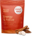 Mints Kafein Energi NeurroGum (180 Potongan) - Gula Bebas dengan L-theanine + Natural Caffein B12 & B6 - Nootropic Energy & Focus Suplemen & Men - Keto & Vegan, Cinnamon Flavor