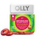 OLLY Metabolisme Gummy Rings, Apple Cider Vinegar, Vitamin B12, Chromium, Energi dan Digetical Kesehatan, Supplemen Chewable, Apple Flavor - 30 Count