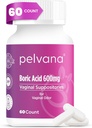 Pelvana Bioric Acid Support for Women 60 Count - for Vaginal Odor & Freshness, Feminine Hygiene & Wellness - Third Party Lab Verified & Bottoms in the USA - Feminine Health Odor Solution