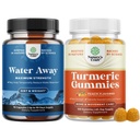 Bundle of Water Away Fluid Retention with Dandelion Leaf Extract & Green Tea for Bloating Relief and Turmeric Gummies for Adules Peach Flavor - Turmeric Curcumin with Black Pepper Extract and Ginger