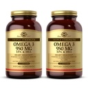 Solgar Triple Power Omega 3 950 mg - 100 Softgels, Paket 2 - Supports Joint & Skin Health - Non-GMO, Gluten Free, Dairy Free - 200 Total pelayan