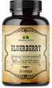 Elderberry Capsules - Natural Black Elderberry Herbal Supplement - Ammune Boosters for Dewasa, Digetisants & Vitamin C - Fiber-Rich, Non-GMO - 100 Kapsul untuk Pria & Perempuan