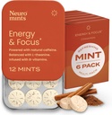 Mint NeuroGum Energy Caffeine (72 Potongan) - Gula Bebas dengan L-theanine + Natural Caffein B12 & B6 - Nootropic Energy & Focus Suplemen Perempuan & Pria