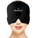Migrelief Migraine Relief Cap - Ice Cap untuk Migraines dan Headtaches dengan 360 Degreal Head dan Eye Capage - Cold Therapy Headache Hat dan Migraine Mask untuk Natural Pain Relief - Satu Ukuran, Hitam