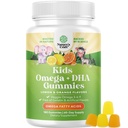 Omega DHA Gummies for Kids - Fatty Acids Omega 3 6 9 with Vitamin C for Brain, Imunity & Vision - Nutonation DHA for Kids for Heally Nervous System & Focus Support - Fish Free & Vegan - 180 Chews