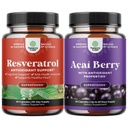 Bundle of Resveratrol Capsules with AMPK Metabolic Activator for Metabolisme Boost & Cellular Efficiency and Acai Berry Antioksidant Dupport for Women for Imune System and Cognitive Health