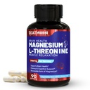 Magnesium L- Threonine, Suplemen Magnesium Tinggi, 1900mg Magnesium Thronine untuk Kesehatan Otak, Dukungan Memori, Gluten Bebas, Non- GMO, 90 Vegan Capsules