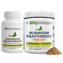 BiOptimizers Magnesium Breakthrough 4.0, (60 Kapsul) & Mushroom Breakthrough Powder (Salted Caramel, 15 Servis) - Tidur Natural and Brain Superfood & Supplemen Bundle