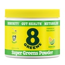 8Greens Super Greens Powder 124; Prebiotic & Probiotic Blend Superfoods for Gut Health, Metabolism, Debloating, with Fiber, Digetical Enzymes, Organic: Spirulina, Chlorella, Lemon Lime, 25 Customs
