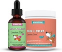 WONDER PAWS Milk Thistle Drops Plus Skin + Coat Soft Chews - for Dogs Liver and Ginjal Dukung, Detox & Skin and Coat Health - Milk Thistle 2 Ounces - Skin + Coat 70 Chews