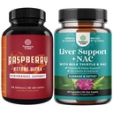 Bundle of Blend of Raspberry Ketones, Green Tea Extract and African Mango Ingreents to Speed Up Wheight Los, Suppress Appetite & Burn Fat and Liver Suppport Suplemen NAC - Herbal Liver