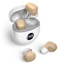 Penarikan Aids, Aids Penarikan yang Dapat Ditarakan Ulang Aids for Senior for Noise Cancelling, Small In Ear No Squealing Hearing Amplifier Update Maximum Gain 40dB dengan Oval Charging Case LED Tampilan, Beige