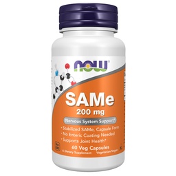 Sekarang Suplemen Makanan, SAMe (S-Adenosyl- L- Methionine) 200 mg, Gugup System Support *, 60 Veg Capsules