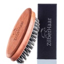 ZilberHaar Pocket Mustache and Beard Brush - Stiff Boar Bristles Small Brush - Perfect Beard Grooming Tool - Relieves beard itch - Short and Medium - Made in Eropa