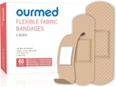 Fleksible Fabric Adhesive Bandages, 60 Count, Latex Free Aid Bandage Free Aid Banding dengan Non-Stick Pad untuk Weund Care, Cuts, Scrapes, Blisters, Assorted Sizes