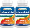 Acid Hyaluronic 200 mg 120 tablet (Non- GMO, Gluten Free) - Promotes Youtherious Healthy Skin & Healthy Joint Fungsi (120 Count (Paket 2))